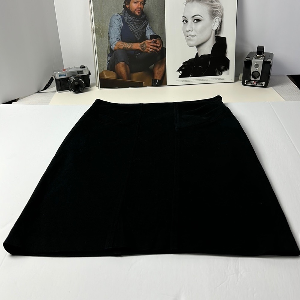 Diane von Furstenberg DVF Black Ruched Pencil Skirt Soft Modal Cotton